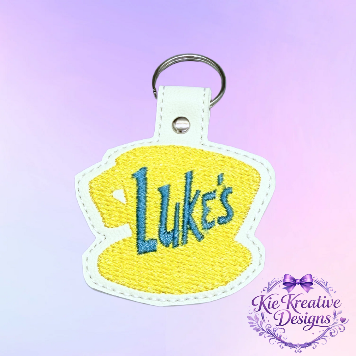 Luke’s Diner Embroidered Keychain – Gilmore Girls Inspired Key Fob – Coffee Lover Gift – Cute Fabric Keychain – Small Thoughtful Gift