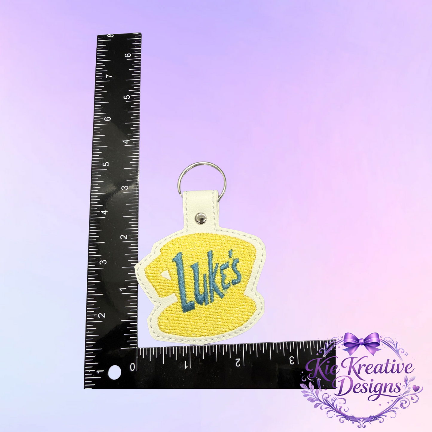 Luke’s Diner Embroidered Keychain – Gilmore Girls Inspired Key Fob – Coffee Lover Gift – Cute Fabric Keychain – Small Thoughtful Gift