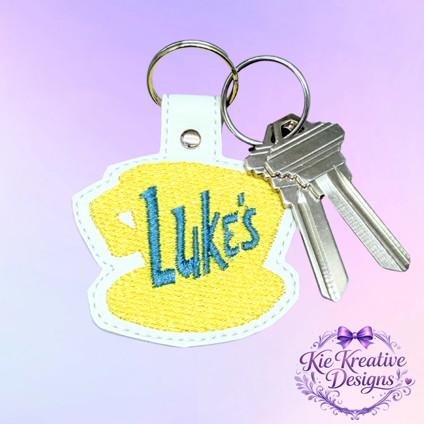 Luke’s Diner Embroidered Keychain – Gilmore Girls Inspired Key Fob – Coffee Lover Gift – Cute Fabric Keychain – Small Thoughtful Gift