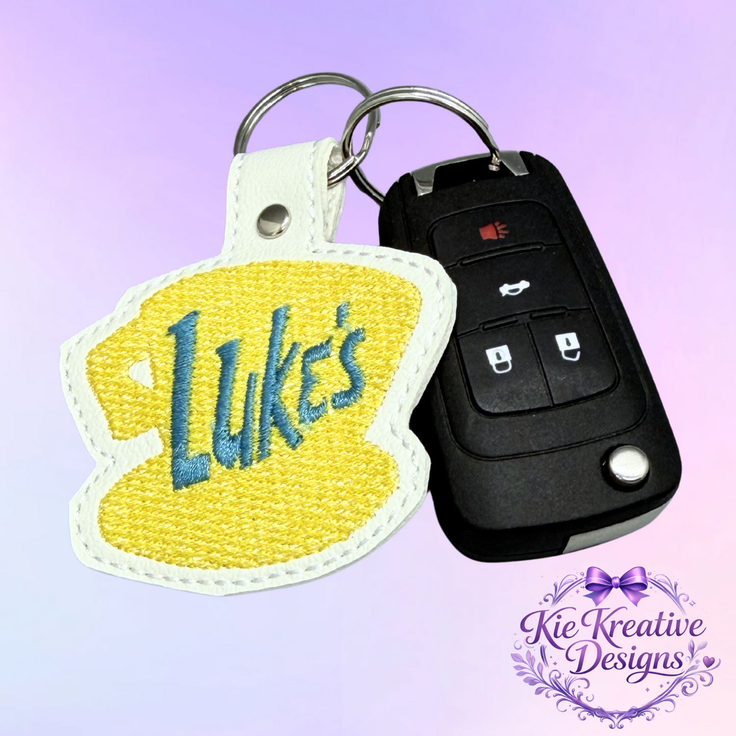 Luke’s Diner Embroidered Keychain – Gilmore Girls Inspired Key Fob – Coffee Lover Gift – Cute Fabric Keychain – Small Thoughtful Gift