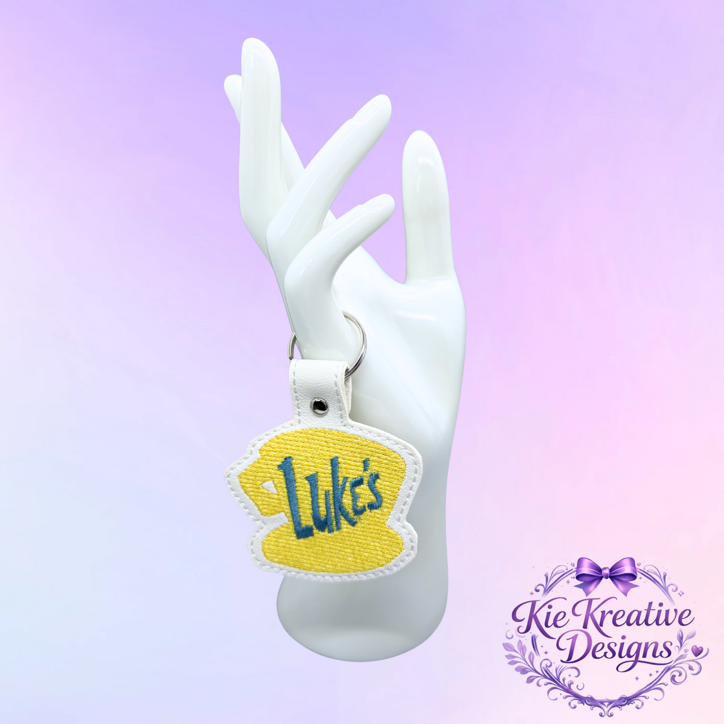 Luke’s Diner Embroidered Keychain – Gilmore Girls Inspired Key Fob – Coffee Lover Gift – Cute Fabric Keychain – Small Thoughtful Gift
