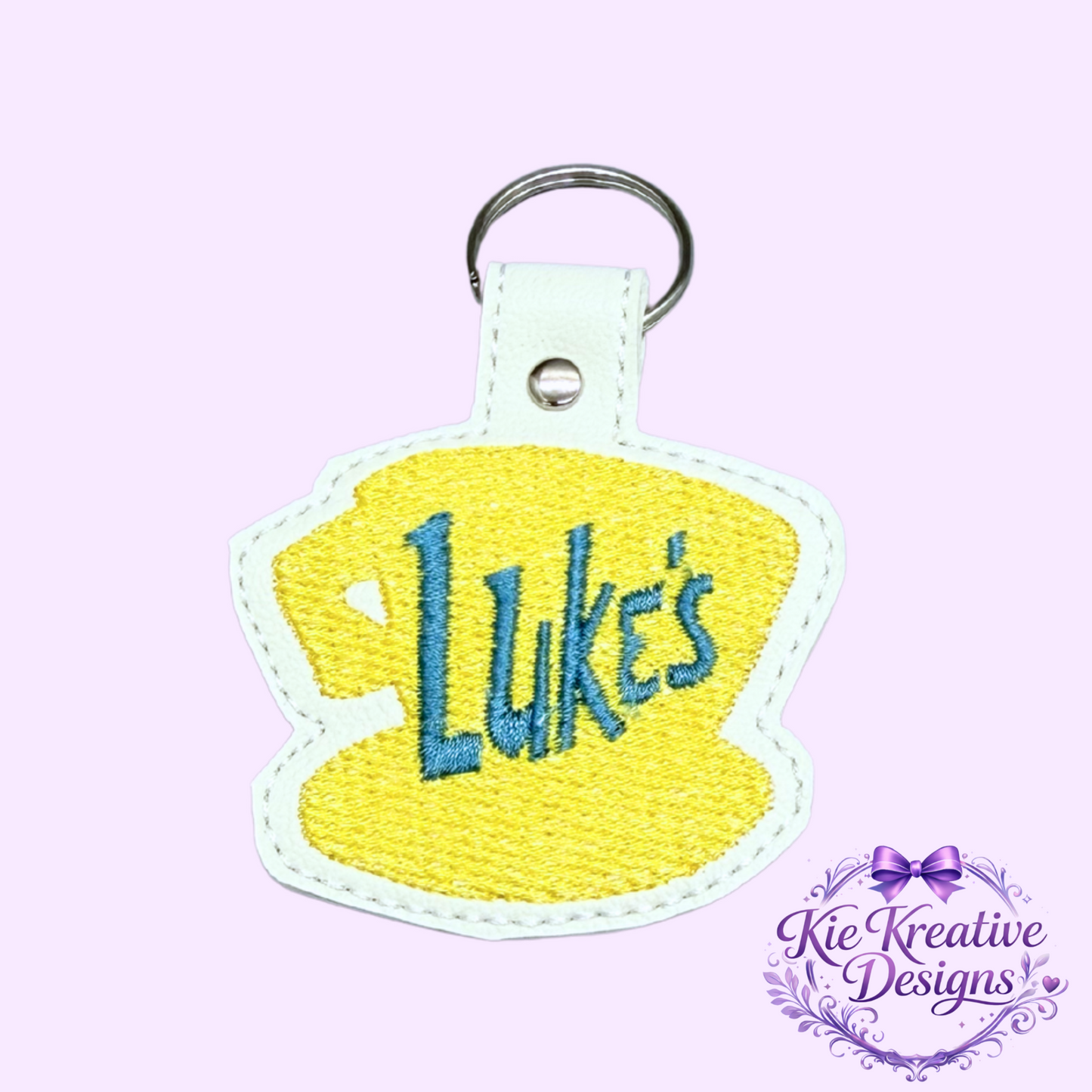 Luke’s Diner Embroidered Keychain – Gilmore Girls Inspired Key Fob – Coffee Lover Gift – Cute Fabric Keychain – Small Thoughtful Gift