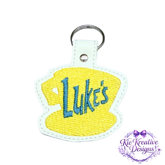 Luke’s Diner Embroidered Keychain – Gilmore Girls Inspired Key Fob – Coffee Lover Gift – Cute Fabric Keychain – Small Thoughtful Gift