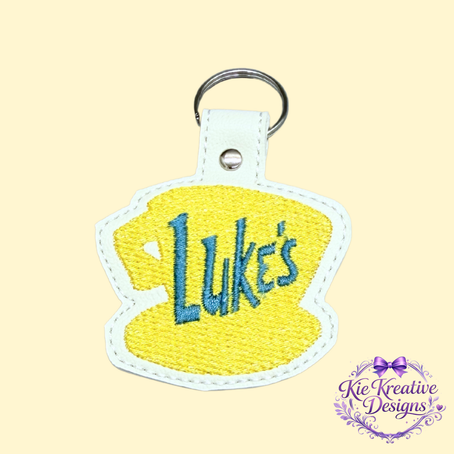 Luke’s Diner Embroidered Keychain – Gilmore Girls Inspired Key Fob – Coffee Lover Gift – Cute Fabric Keychain – Small Thoughtful Gift