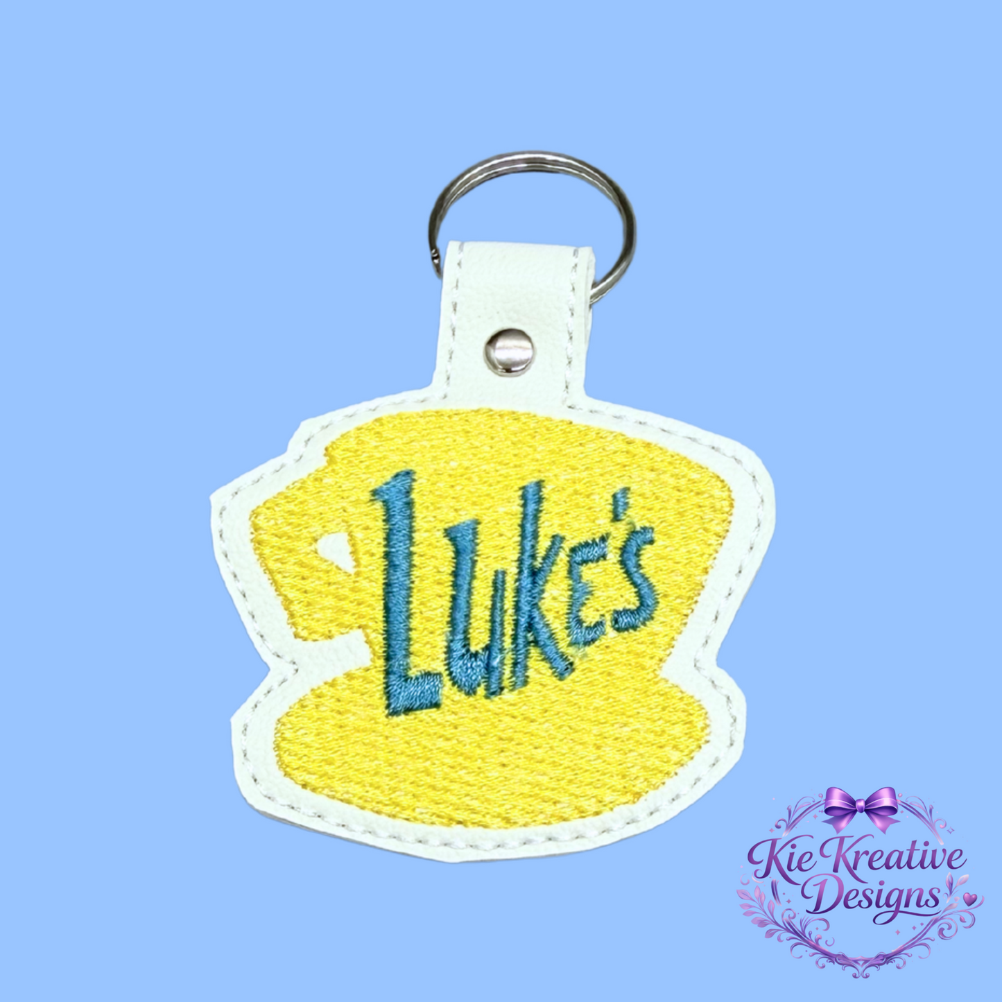Luke’s Diner Embroidered Keychain – Gilmore Girls Inspired Key Fob – Coffee Lover Gift – Cute Fabric Keychain – Small Thoughtful Gift