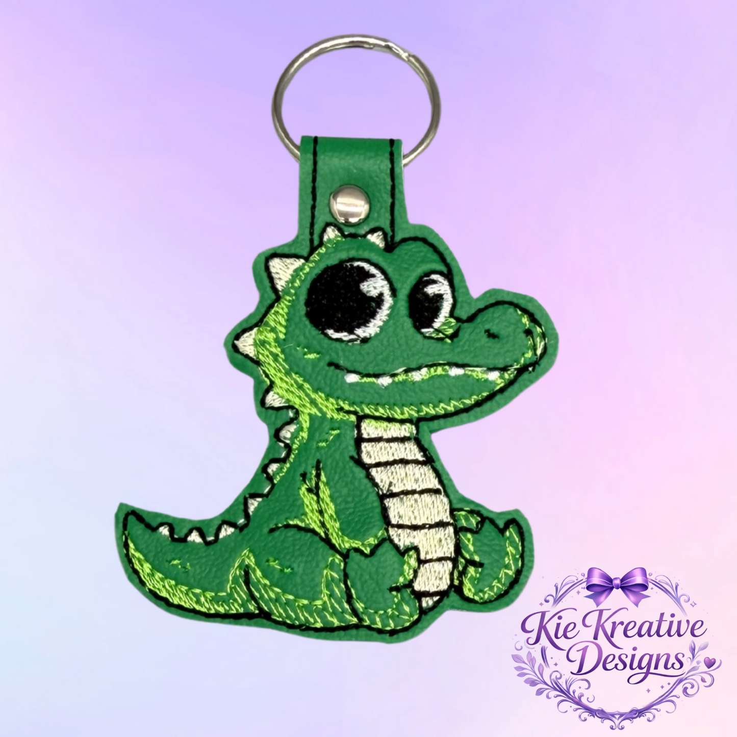 Cute Alligator Embroidered Keychain – Green Gator Key Fob – Florida Animal Bag Charm – Southern Gift Idea – Kids Backpack Charm – Small Thoughtful Gift
