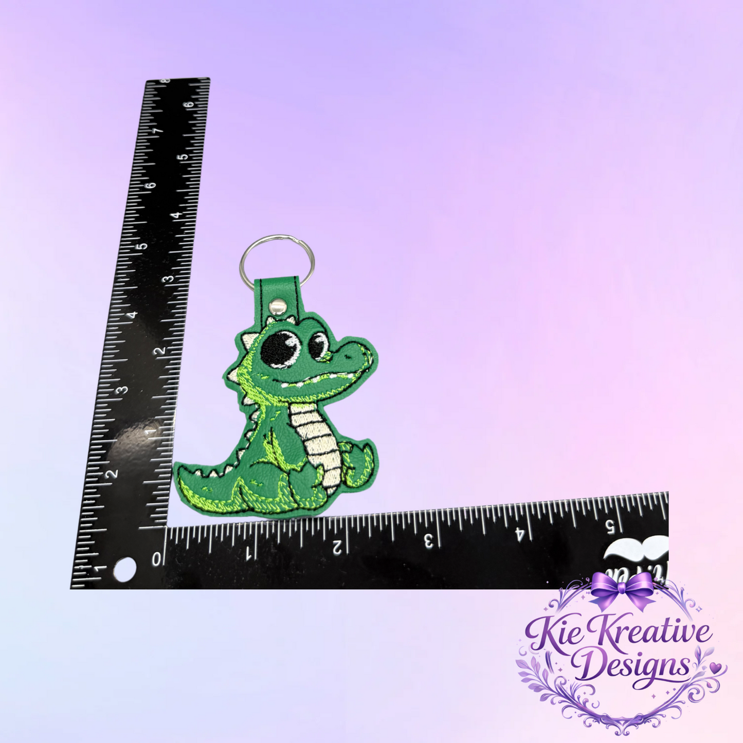 Cute Alligator Embroidered Keychain – Green Gator Key Fob – Florida Animal Bag Charm – Southern Gift Idea – Kids Backpack Charm – Small Thoughtful Gift
