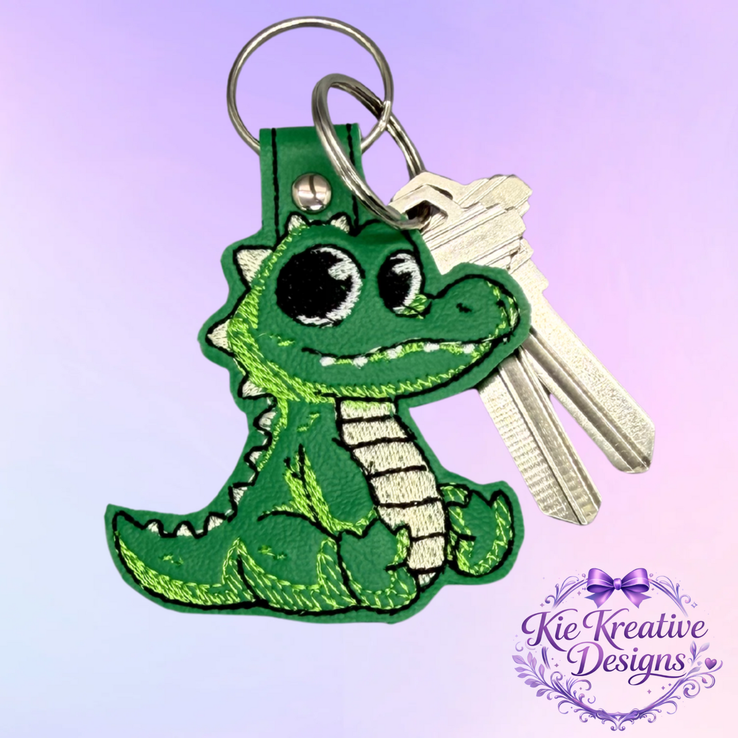 Cute Alligator Embroidered Keychain – Green Gator Key Fob – Florida Animal Bag Charm – Southern Gift Idea – Kids Backpack Charm – Small Thoughtful Gift