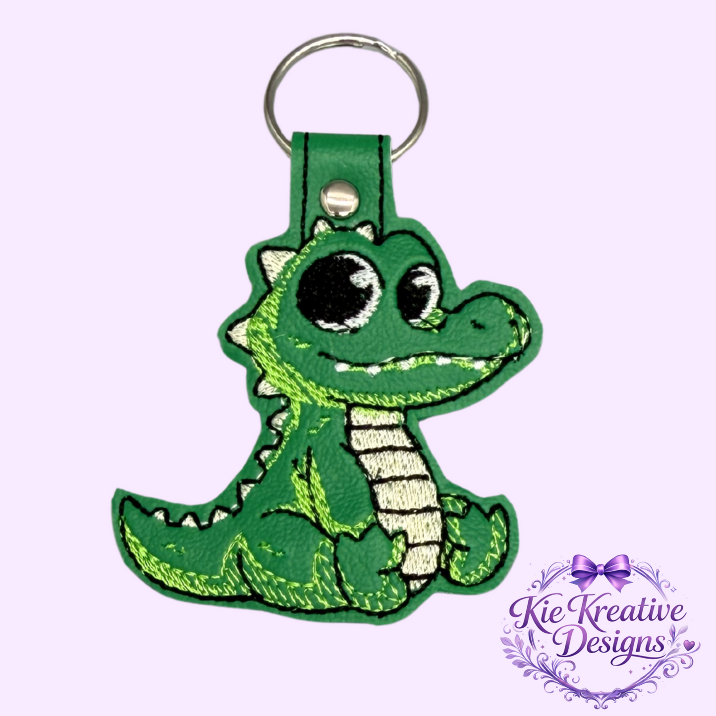 Cute Alligator Embroidered Keychain – Green Gator Key Fob – Florida Animal Bag Charm – Southern Gift Idea – Kids Backpack Charm – Small Thoughtful Gift