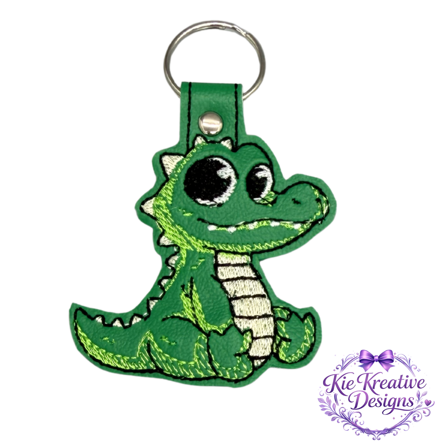 Cute Alligator Embroidered Keychain – Green Gator Key Fob – Florida Animal Bag Charm – Southern Gift Idea – Kids Backpack Charm – Small Thoughtful Gift